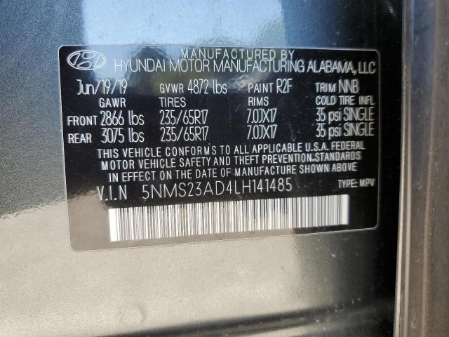 5NMS23AD4LH141485 - 2020 HYUNDAI SANTA FE SE GRAY photo 13