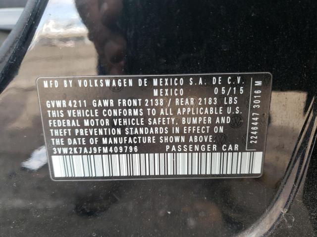 3VW2K7AJ9FM409796 - 2015 VOLKSWAGEN JETTA BASE 黑色 照片 12