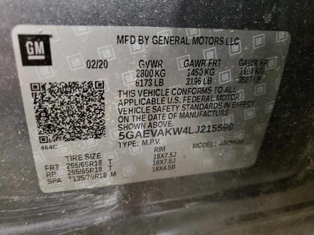 5GAEVAKW4LJ215590 - 2020 BUICK ENCLAVE ESSENCE GRAY photo 13