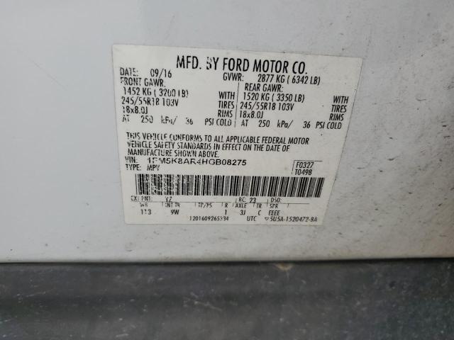 1FM5K8AR4HGB08275 - 2017 FORD EXPLORER POLICE INTERCEPTOR 白色 照片 13