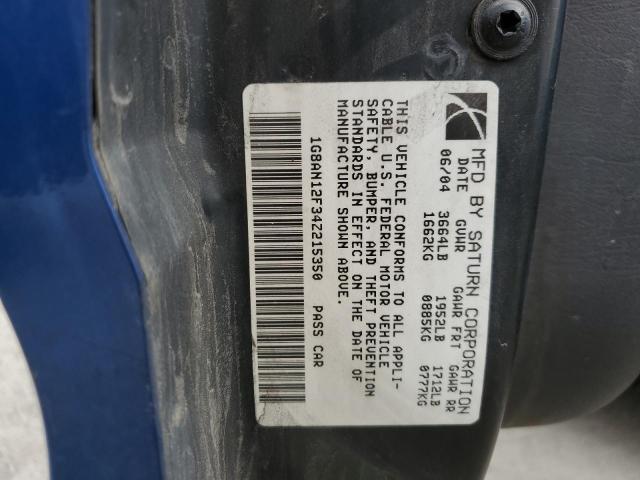 1G8AN12F34Z215350 - 2004 SATURN ION LEVEL 2 蓝色 照片 12