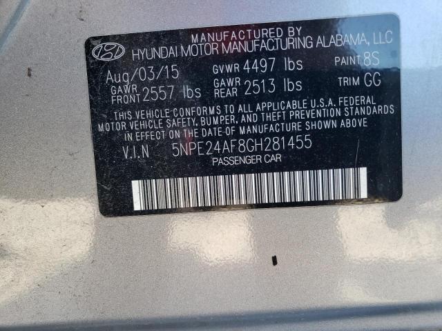 5NPE24AF8GH281455 - 2016 HYUNDAI SONATA SE SILVER photo 12