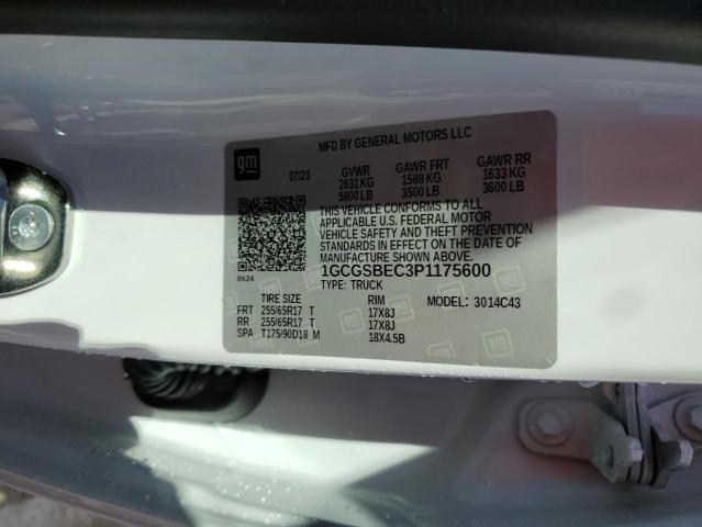 1GCGSBEC3P1175600 - 2023 CHEVROLET COLORADO WHITE photo 12