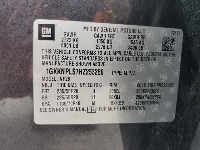 1GKKNPLS7HZ253280 - 2017 GMC ACADIA DENALI Boz foto 13