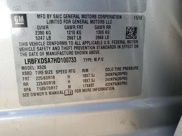 LRBFXDSA7HD100733 - 2017 BUICK ENVISION ESSENCE Gümüş foto 13