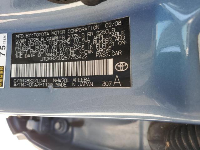 JTDKB20U287753422 - 2008 TOYOTA PRIUS BLUE photo 13