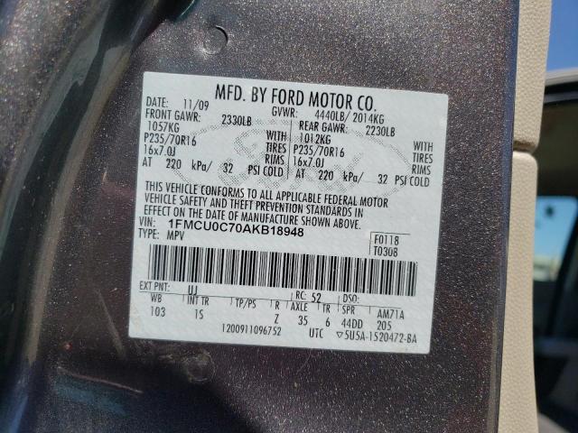 1FMCU0C70AKB18948 - 2010 FORD ESCAPE XLS GRAY photo 13