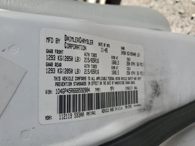 1D4GP45R66B592884 - 2006 DODGE CARAVAN SXT WHITE photo 13