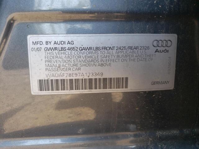 WAUAF78E97A173349 - 2007 AUDI A4 2 GRAY photo 12