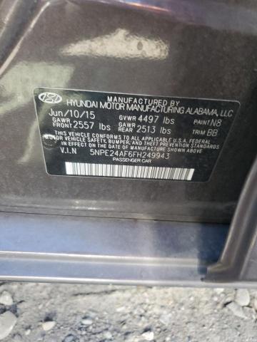 5NPE24AF6FH249943 - 2015 HYUNDAI SONATA SE GRAY photo 12