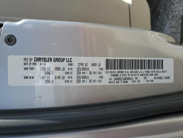 2A4RR5D16AR305016 - 2010 CHRYSLER TOWN & COU TOURING ვერცხლისფერი ფოტო 13