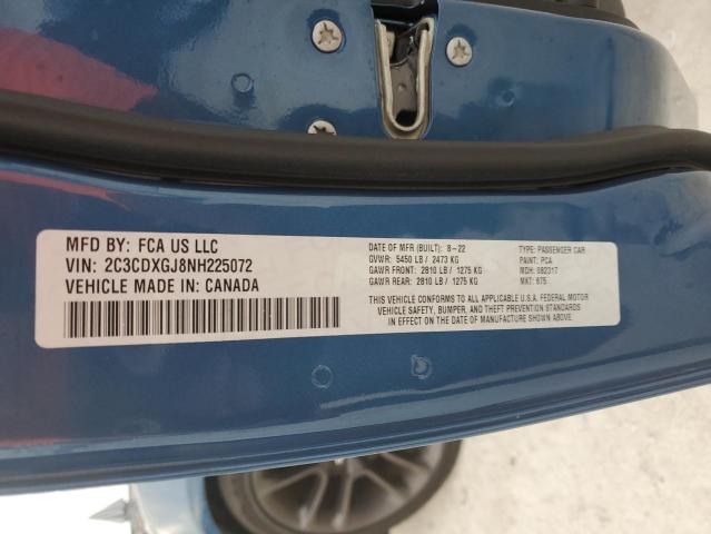 2C3CDXGJ8NH225072 - 2022 DODGE CHARGER SCAT PACK BLUE photo 12