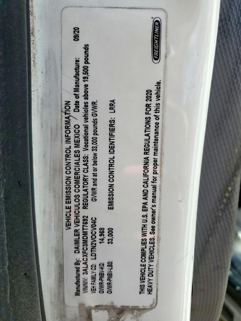 3ALACXFC3MDMT7692 - 2021 FREIGHTLINER M2 106 MEDIUM DUTY WHITE photo 10