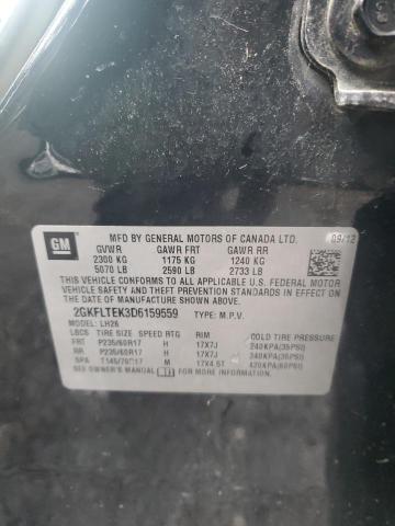 2GKFLTEK3D6159559 - 2013 GMC TERRAIN SLE BLACK photo 12