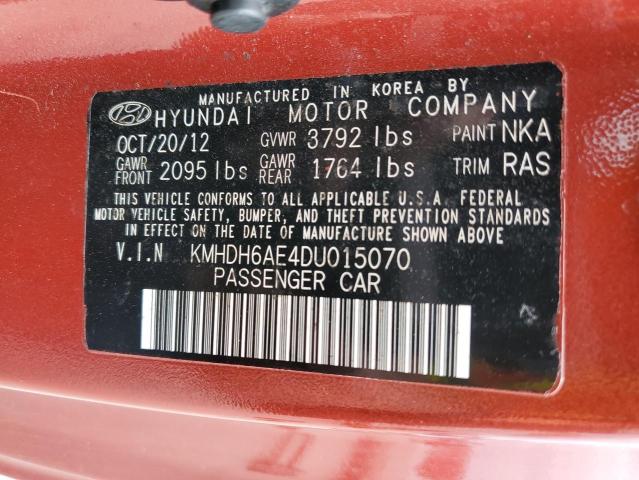 KMHDH6AE4DU015070 - 2013 HYUNDAI ELANTRA CO GS RED photo 13