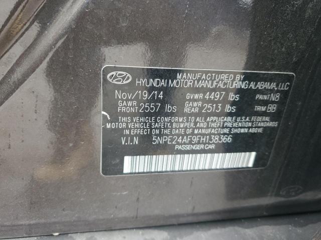 5NPE24AF9FH138366 - 2015 HYUNDAI SONATA SE BROWN photo 12