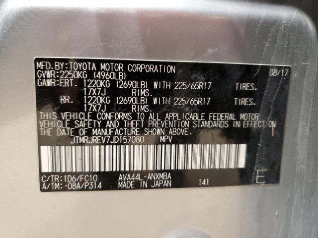 JTMRJREV7JD157080 - 2018 TOYOTA RAV4 HV LE Արծաթագույն լուսանկար 13