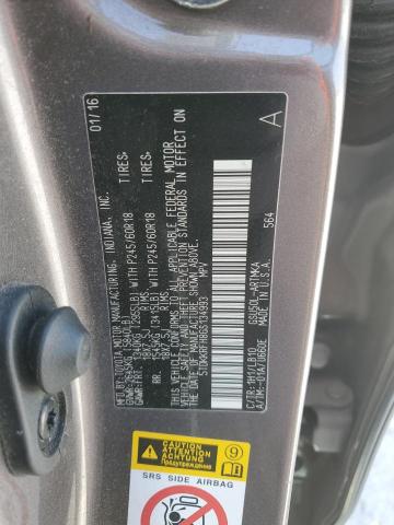 5TDKKRFH8GS134993 - 2016 TOYOTA HIGHLANDER XLE GRAY photo 13