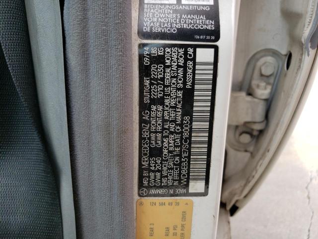 WDBEB31E7SC180038 - 1995 MERCEDES-BENZ E 300D GRAY photo 12