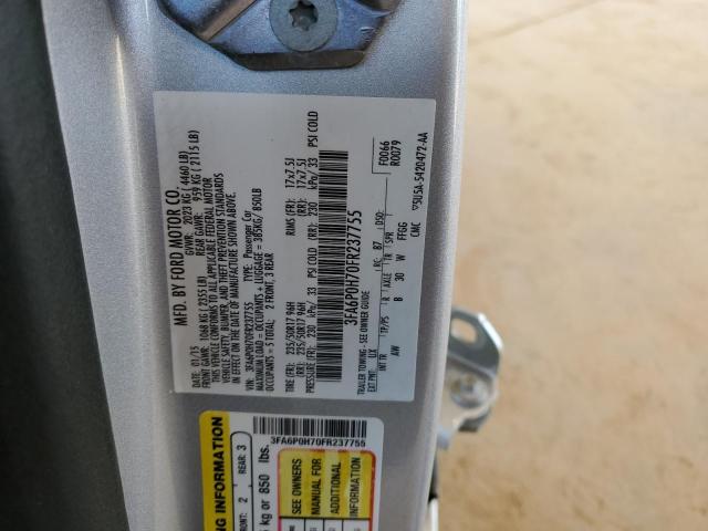 3FA6P0H70FR237755 - 2015 FORD FUSION SE SILVER photo 12