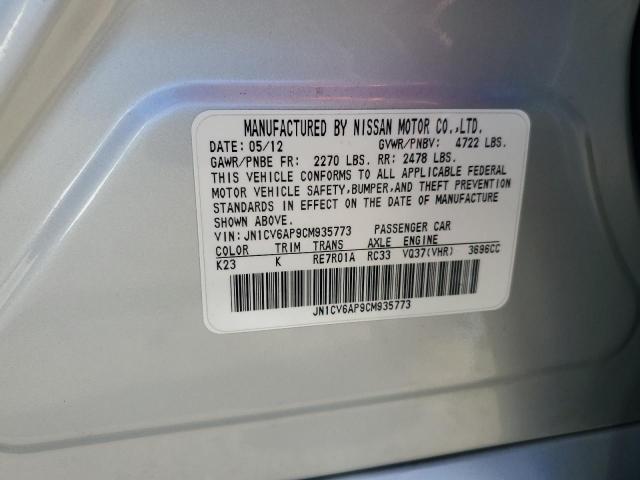 JN1CV6AP9CM935773 - 2012 INFINITI G37 BASE SILVER photo 12