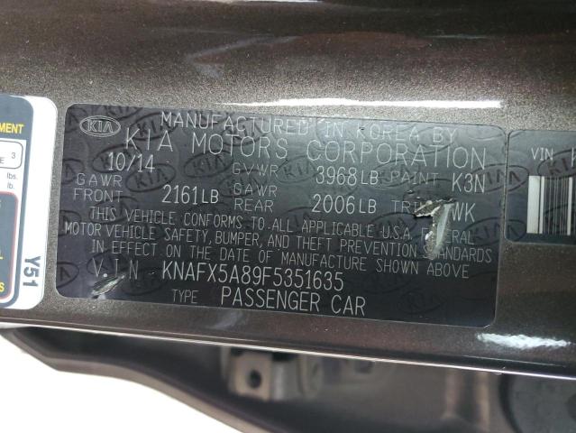 KNAFX5A89F5351635 - 2015 KIA FORTE EX BROWN photo 12