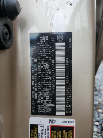 4T4BF3EK9BR155730 - 2011 TOYOTA CAMRY BASE ოქროსფერი ფოტო 12