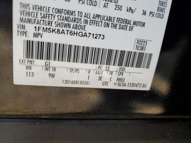 1FM5K8AT6HGA71273 - 2017 FORD EXPLORER POLICE INTERCEPTOR BLACK photo 13