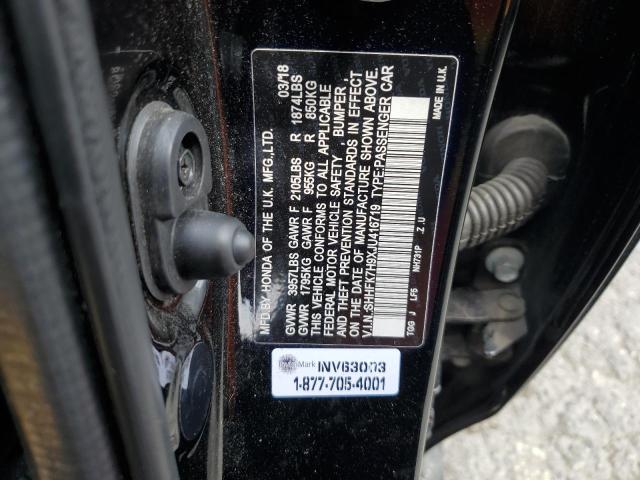 SHHFK7H9XJU416719 - 2018 HONDA CIVIC SPORT TOURING BLACK photo 12