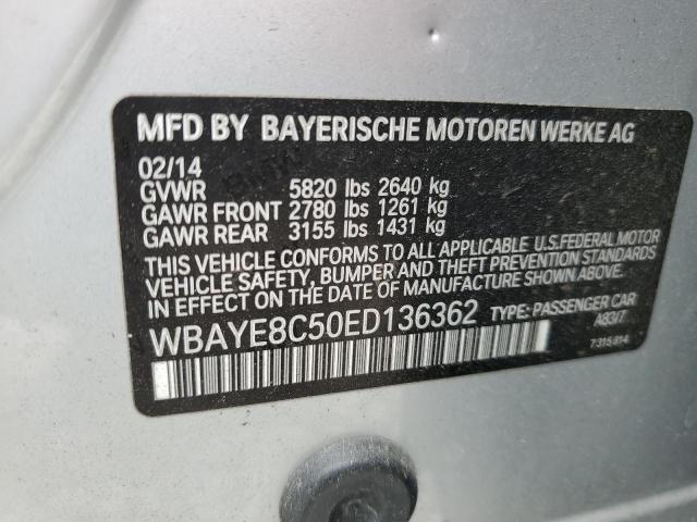 WBAYE8C50ED136362 - 2014 BMW 750 LI SILVER photo 12