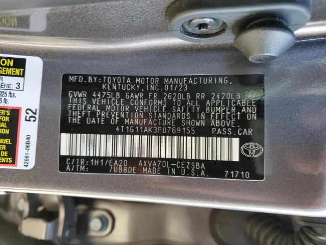4T1G11AK3PU769155 - 2023 TOYOTA CAMRY SE NIGHT SHADE GRAY photo 12