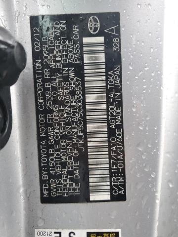 JTKJF5C75C3038537 - 2012 TOYOTA SCION TC ვერცხლისფერი ფოტო 12