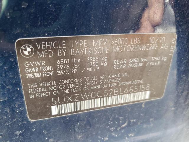 5UXZW0C52BL655158 - 2011 BMW X5 XDRIVE35D BLUE photo 13