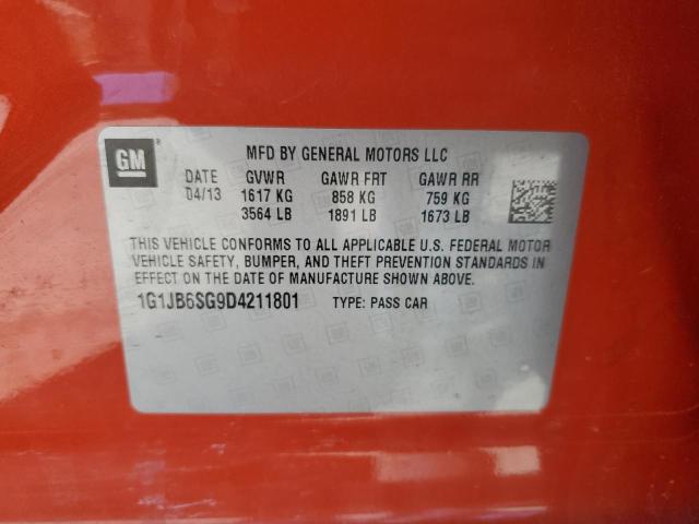 1G1JB6SG9D4211801 - 2013 CHEVROLET SONIC LS ORANGE photo 13