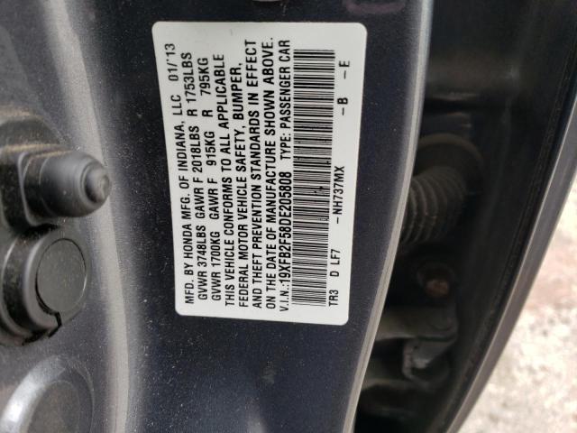 19XFB2F58DE205808 - 2013 HONDA CIVIC LX GRAY photo 12