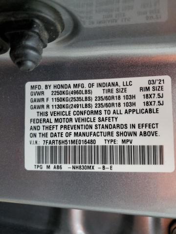 7FART6H51ME016480 - 2021 HONDA CR-V EX GRAY photo 13