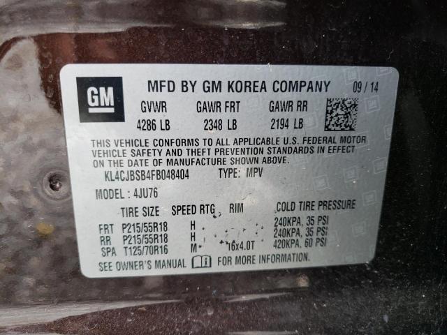 KL4CJBSB4FB048404 - 2015 BUICK ENCORE CONVENIENCE 勃艮第红 照片 14