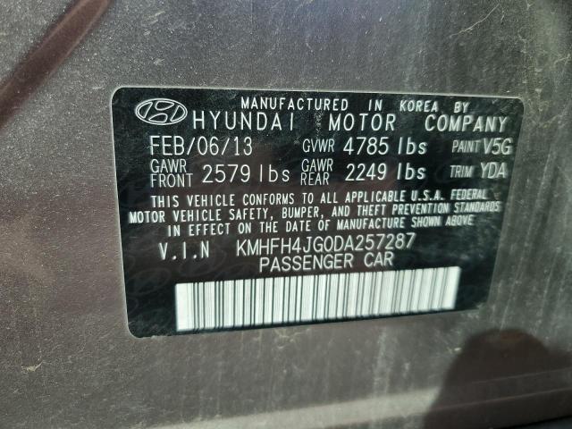 KMHFH4JG0DA257287 - 2013 HYUNDAI AZERA GLS GRAY photo 12