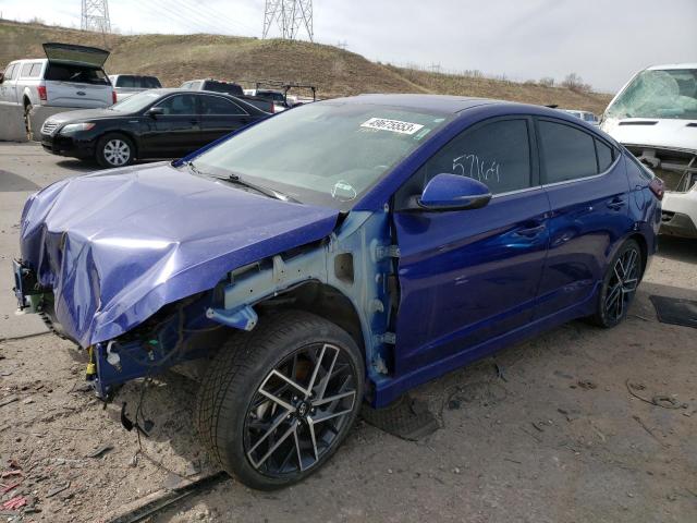 KMHD04LB2KU887999 - 2019 HYUNDAI ELANTRA SPORT BLUE photo 1