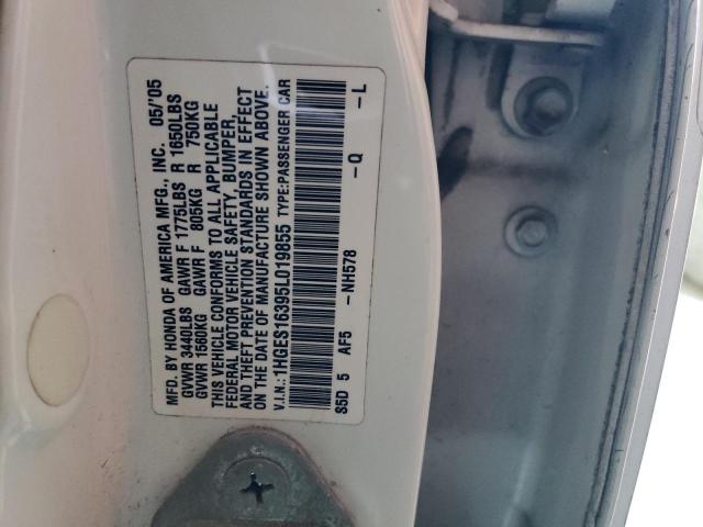 1HGES16395L019855 - 2005 HONDA CIVIC DX VP Ağ foto 12