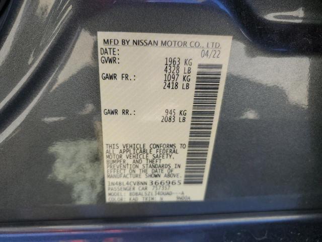 1N4BL4CV8NN366965 - 2022 NISSAN ALTIMA SR GRAY photo 12