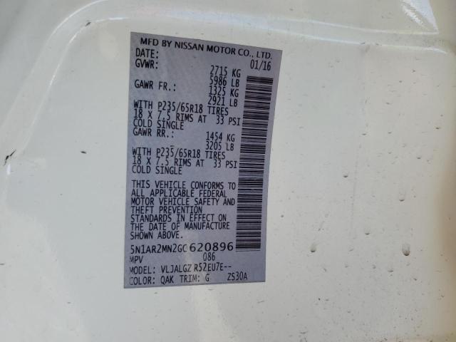 5N1AR2MN2GC620896 - 2016 NISSAN PATHFINDER S WHITE photo 12