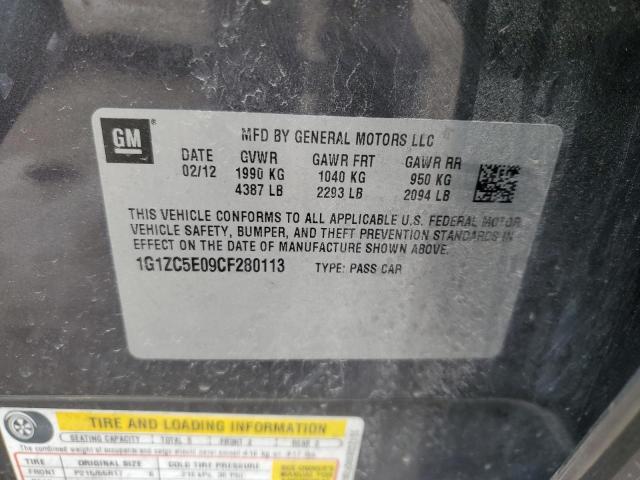 1G1ZC5E09CF280113 - 2012 CHEVROLET MALIBU 1LT 灰色 照片 12