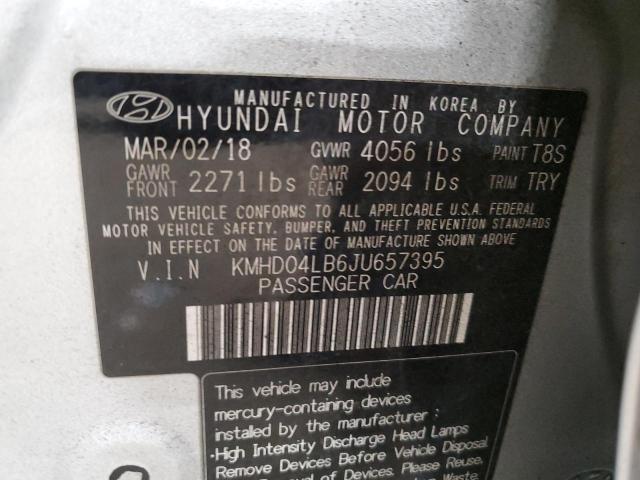 KMHD04LB6JU657395 - 2018 HYUNDAI ELANTRA SPORT SILVER photo 12