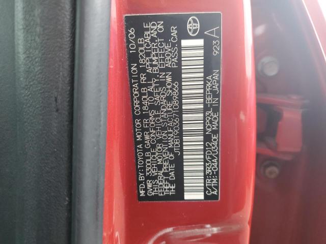 JTDBT903671089866 - 2007 TOYOTA YARIS RED photo 12