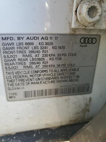 WA1VAAF73JD023063 - 2018 AUDI Q7 PRESTIGE WHITE photo 13