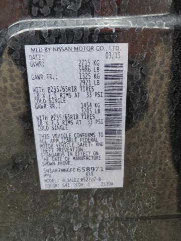 5N1AR2MN6FC658971 - 2015 NISSAN PATHFINDER S 黑色 照片 14