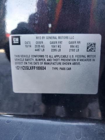 1G11C5SLXFF189934 - 2015 CHEVROLET MALIBU 1LT BLACK photo 12