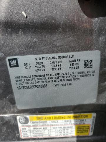 1G1ZC5E05CF240336 - 2012 CHEVROLET MALIBU 1LT 棕色 照片 12