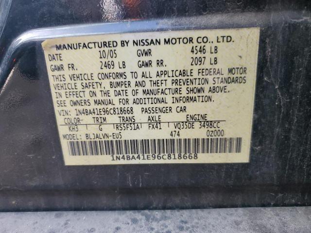 1N4BA41E96C818668 - 2006 NISSAN MAXIMA SE BLACK photo 12